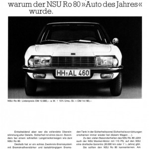 Audi NSU RO 80 (1968) Sicherheit ist ein Grund